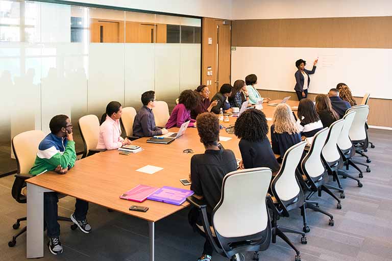 training happening in a conference room