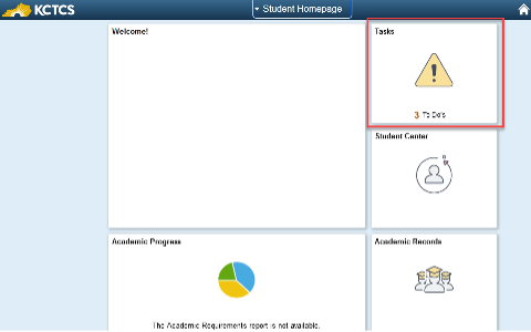 Task Tile in Student Self Service Home Page