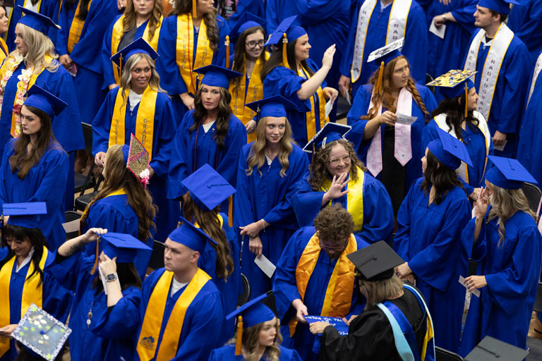students at graduation