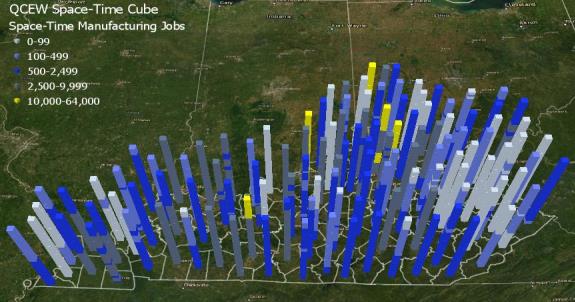 QCEW Space-Time Cube for Manufacturing Jobs