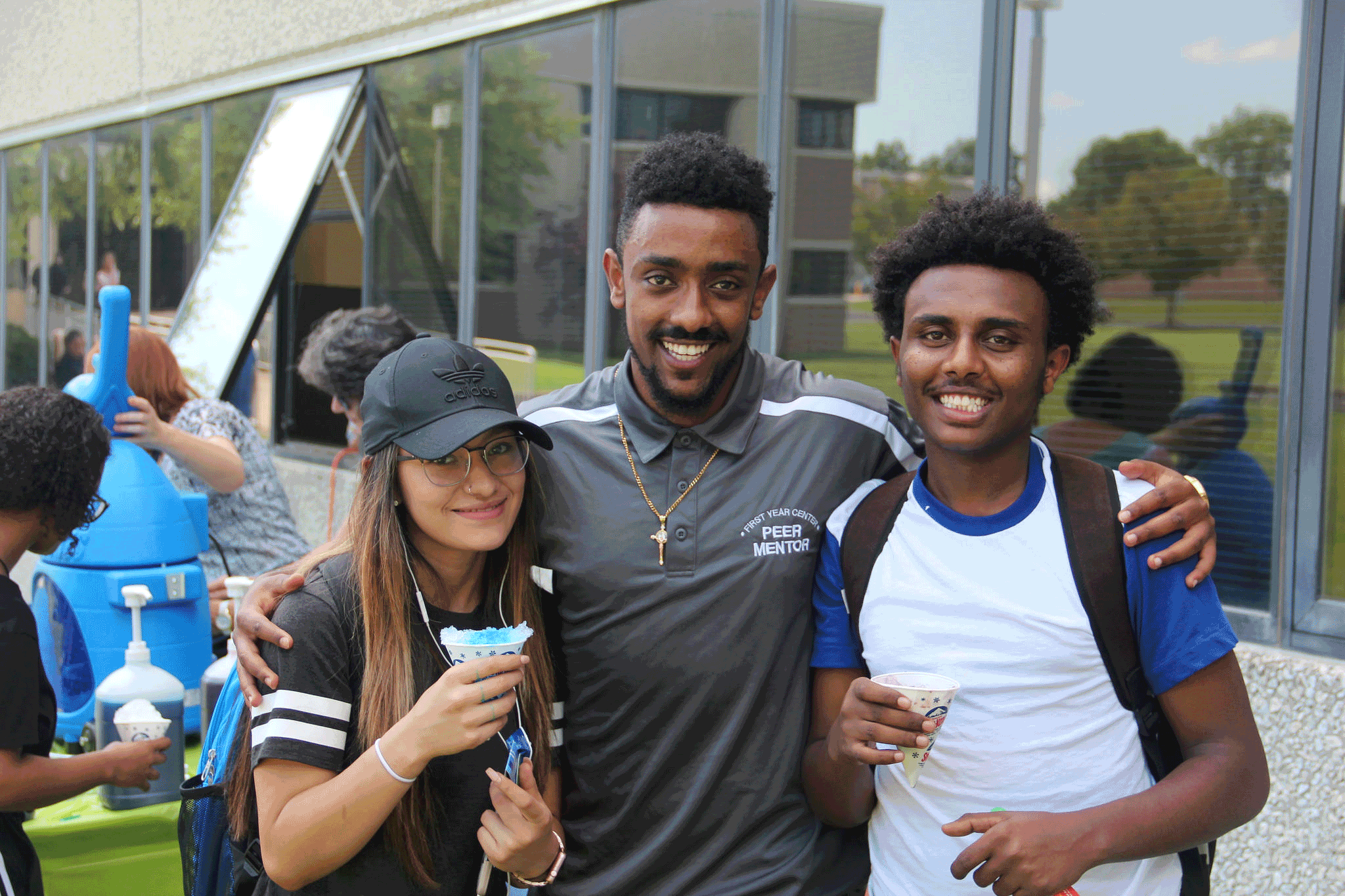 blonde woman on campus