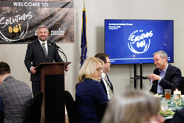 KCTCS President Ryan Quarles speaking at event.