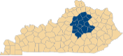 Map of Kentucky with Bluegrass Service area